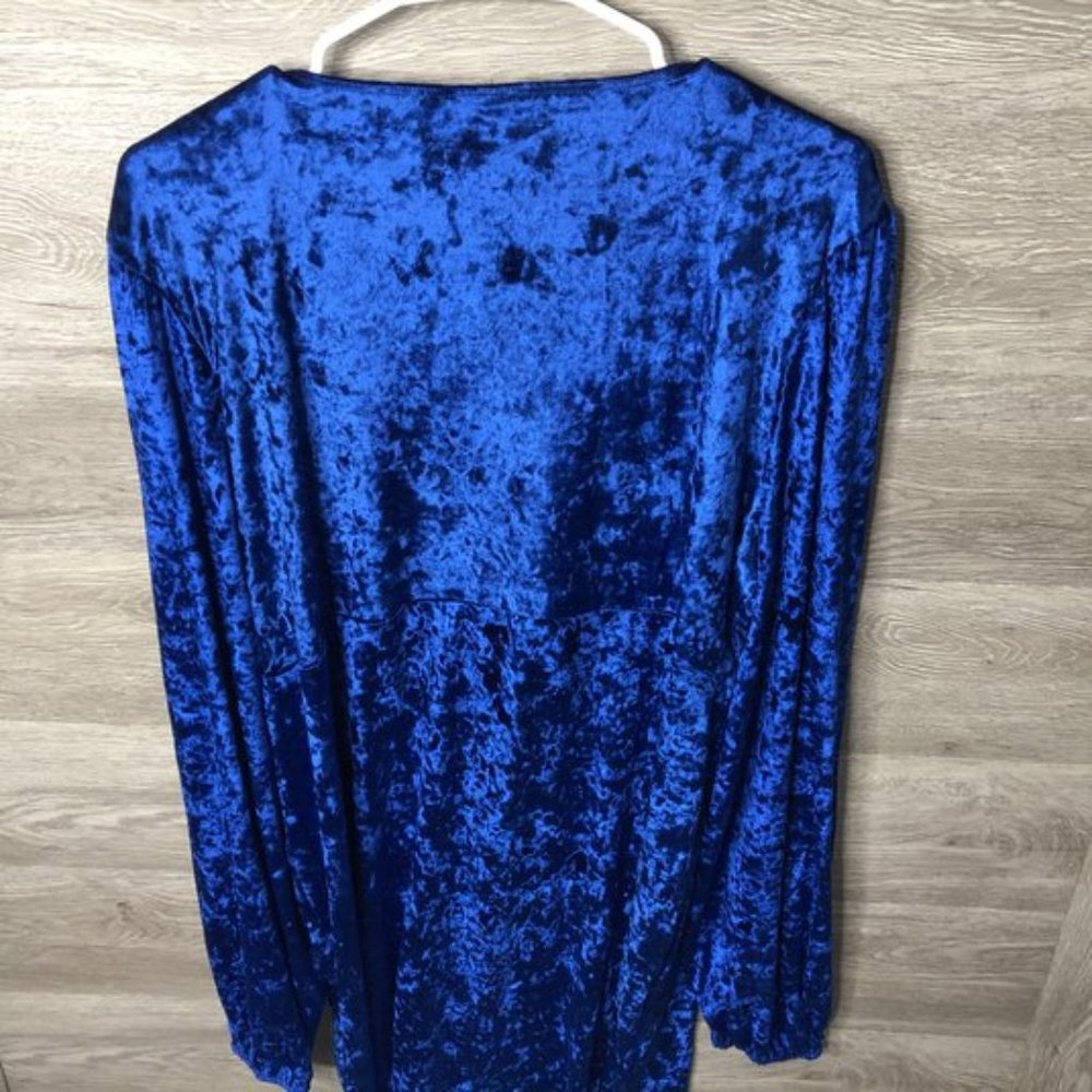 Asos Curve Size 16 Blue Plunge Neck Empire Dress - Picture 5 of 6